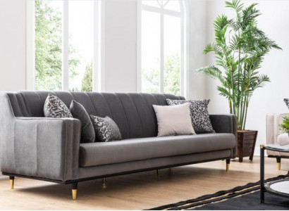 Classic Gray Sofa 3 Seat Sofas Seating Design Couch Three-Seater Luxury Furniture Style